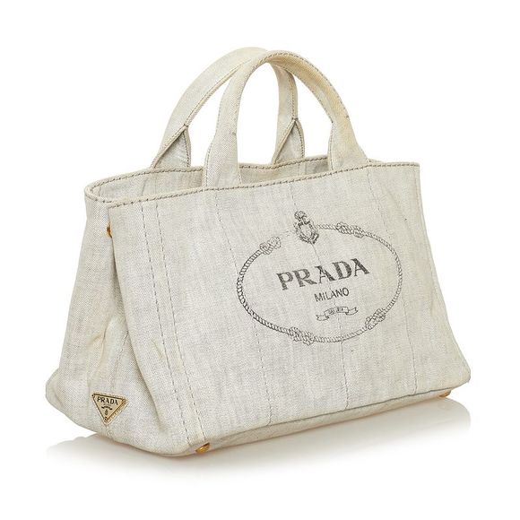 Prada Pre Loved Canapa Logo Canvas Satchel - Picture 2 of 8